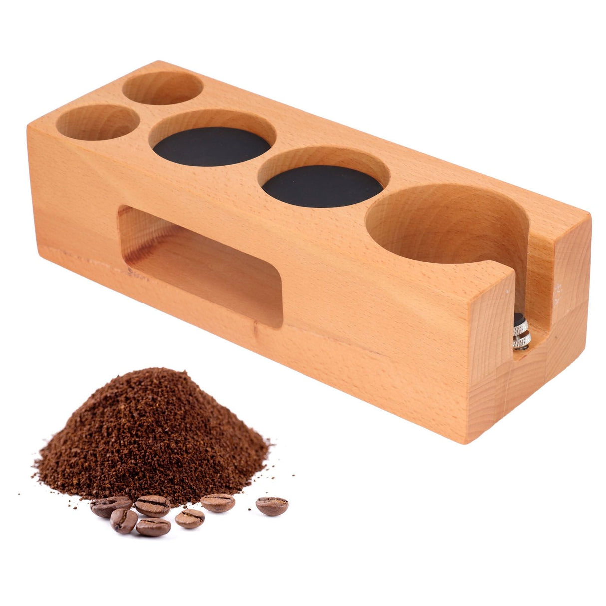 Wood Coffee Filter Tamper Holder Multifunction Wooden Coffee Tamper Mat for 2.3in Coffee Machine Handle Bracket