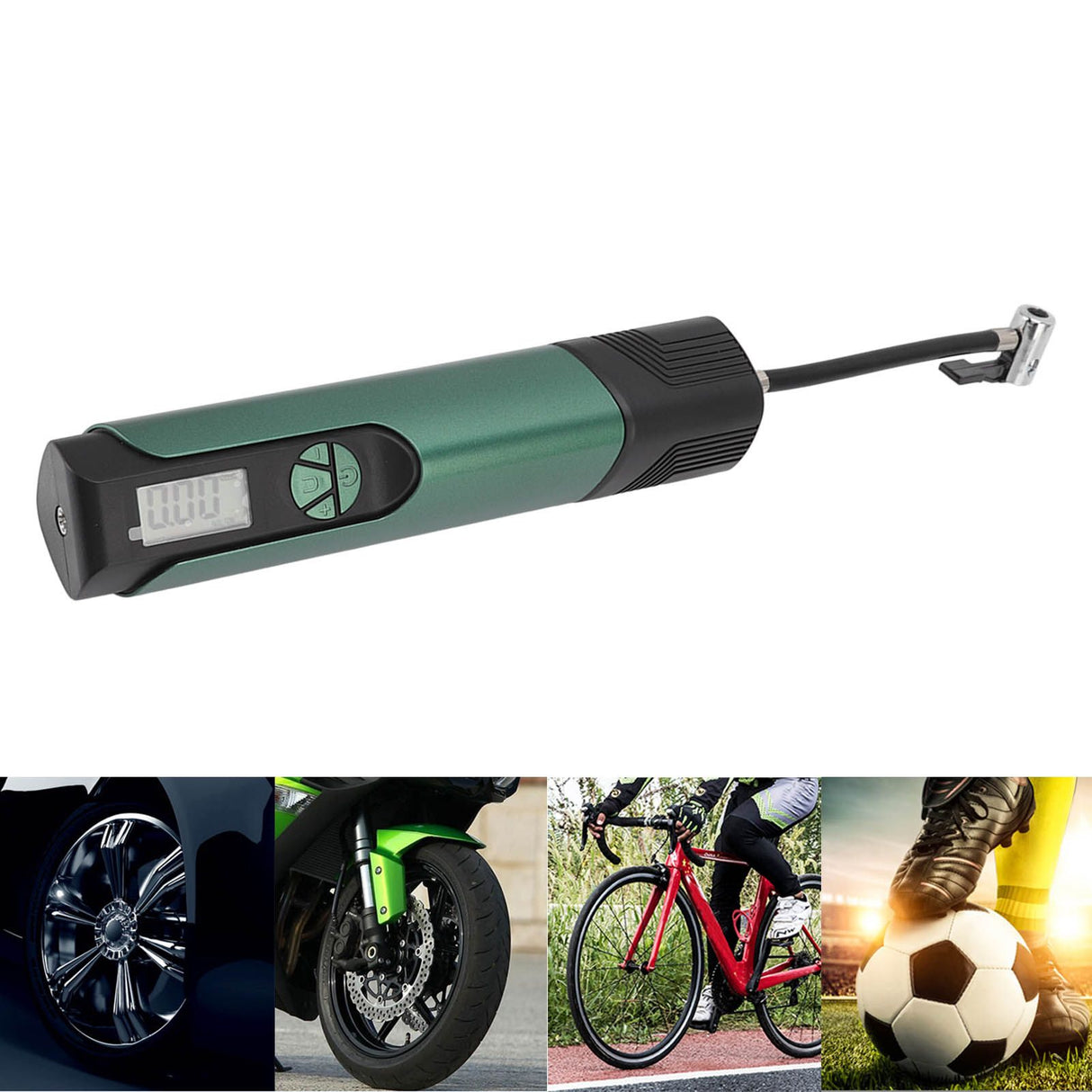 Electric Digital Tire Inflator Four Preset Inflation Modes USB Charging Tire Pump with LED Light for Cars Motorcycles