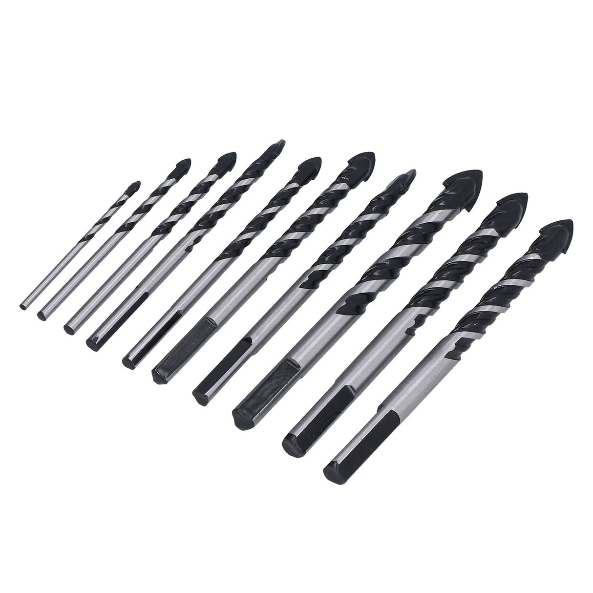 10 Pcs Masonry Drill Bits Set Industrial Strength Carbide Tips with Storage Case for Tile Brick Cement Concrete