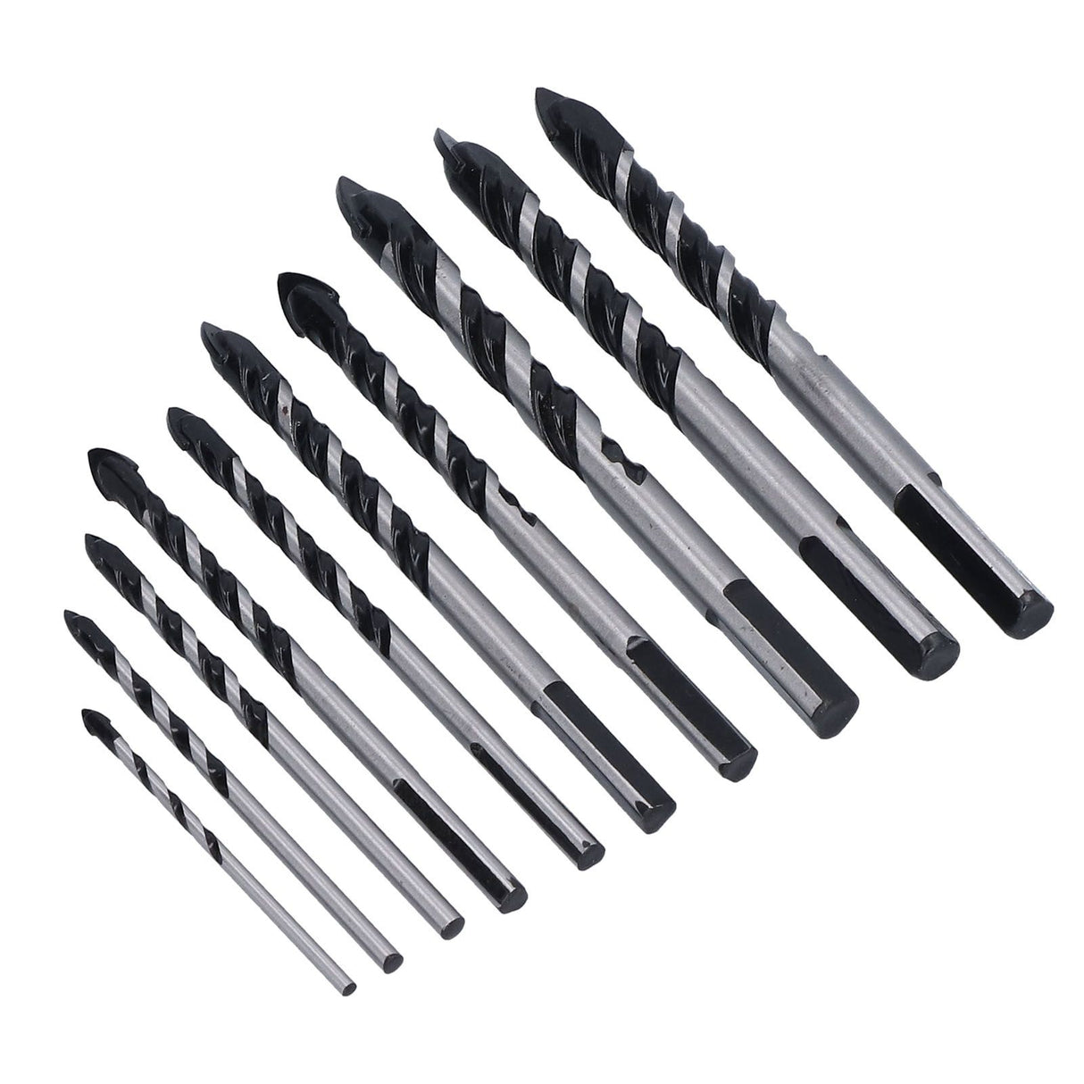 10 Pcs Masonry Drill Bits Set Industrial Strength Carbide Tips with Storage Case for Tile Brick Cement Concrete