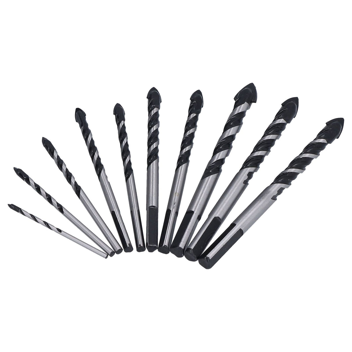 10 Pcs Masonry Drill Bits Set Industrial Strength Carbide Tips with Storage Case for Tile Brick Cement Concrete
