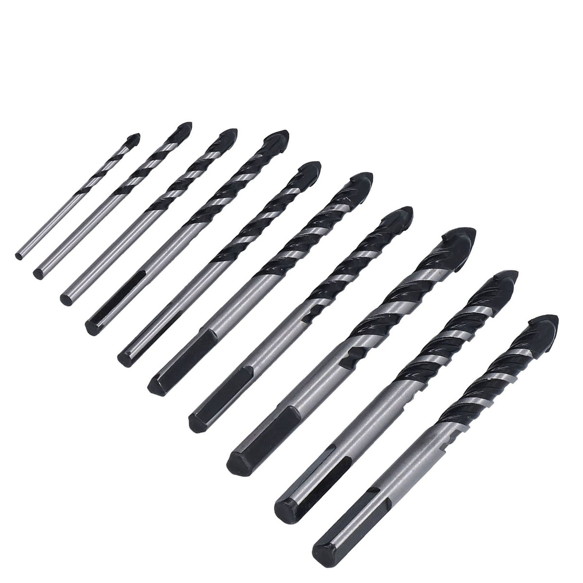 10 Pcs Masonry Drill Bits Set Industrial Strength Carbide Tips with Storage Case for Tile Brick Cement Concrete