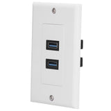 USB 3.0 Wall Plate Data Transmission 2 Port USB 3.0 Component Composite Wall Panel for Charging - Front View