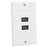 USB 3.0 Wall Plate Data Transmission 2 Port USB 3.0 Component Composite Wall Panel for Charging - Side View