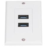 USB 3.0 Wall Plate Data Transmission 2 Port USB 3.0 Component Composite Wall Panel for Charging - Top-Down View