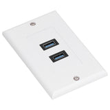 USB 3.0 Wall Plate Data Transmission 2 Port USB 3.0 Component Composite Wall Panel for Charging - Rear View