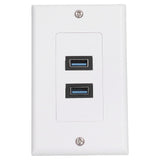 USB 3.0 Wall Plate Data Transmission 2 Port USB 3.0 Component Composite Wall Panel for Charging - Low Angle