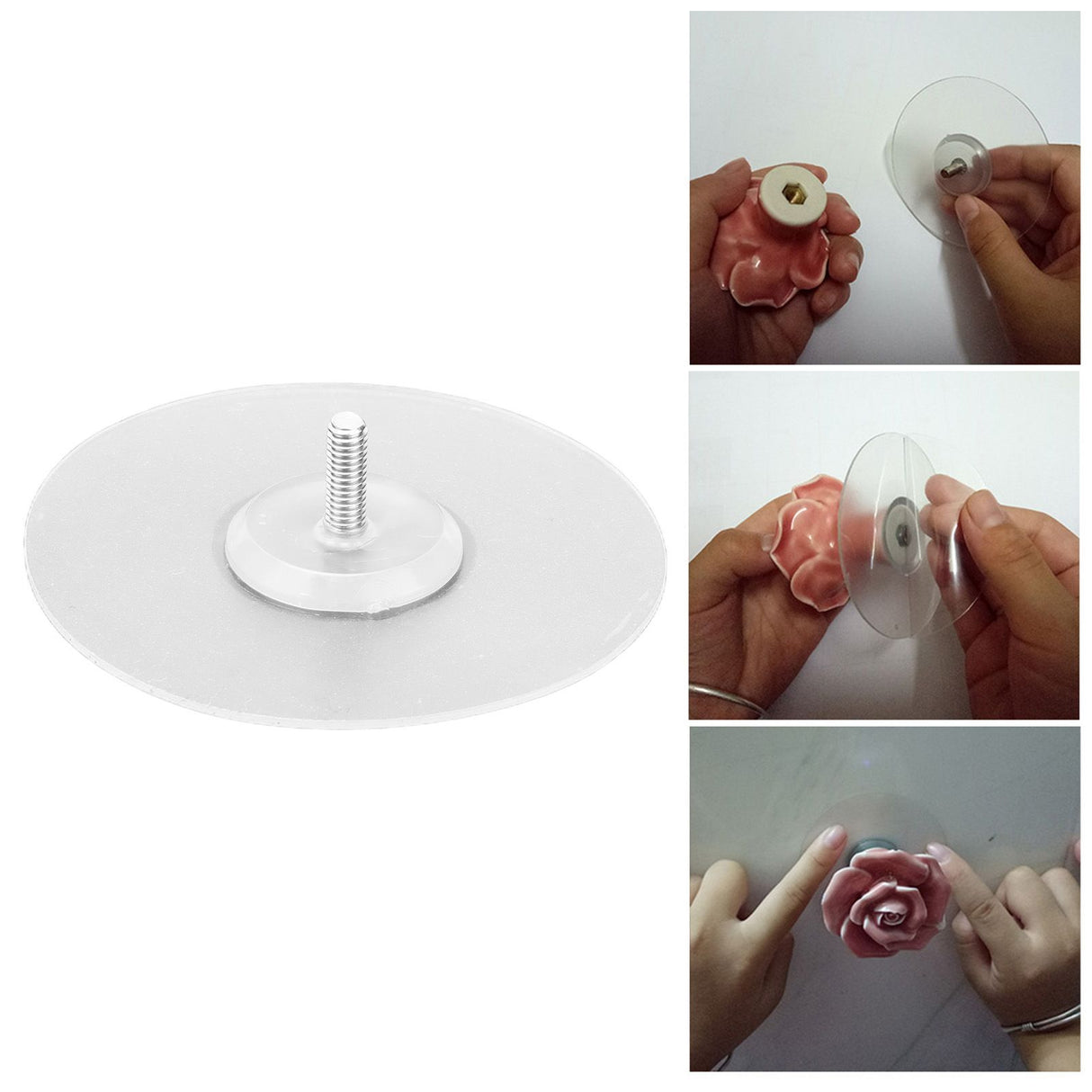 10PCS Strong Adhesive Disc Punch Free Waterproof Silicone Sticky Plate for Handle Clothes Hook Connection