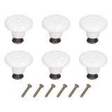 6Pcs Round Ceramic Cabinet Knobs Exquisite Single Hole Pull Handle for Drawer Cupboard DoorWhite