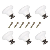 6Pcs Round Ceramic Cabinet Knobs Exquisite Single Hole Pull Handle for Drawer Cupboard DoorWhite - Front View