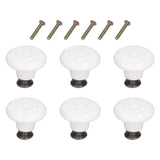 6Pcs Round Ceramic Cabinet Knobs Exquisite Single Hole Pull Handle for Drawer Cupboard DoorWhite
