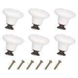 6Pcs Round Ceramic Cabinet Knobs Exquisite Single Hole Pull Handle for Drawer Cupboard DoorWhite