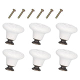6Pcs Round Ceramic Cabinet Knobs Exquisite Single Hole Pull Handle for Drawer Cupboard DoorWhite - Close-Up Angle