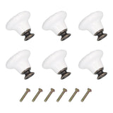 6Pcs Round Ceramic Cabinet Knobs Exquisite Single Hole Pull Handle for Drawer Cupboard DoorWhite - Extra Image