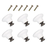 6Pcs Round Ceramic Cabinet Knobs Exquisite Single Hole Pull Handle for Drawer Cupboard DoorWhite