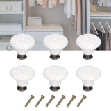 6Pcs Round Ceramic Cabinet Knobs Exquisite Single Hole Pull Handle for Drawer Cupboard DoorWhite - Extra Image