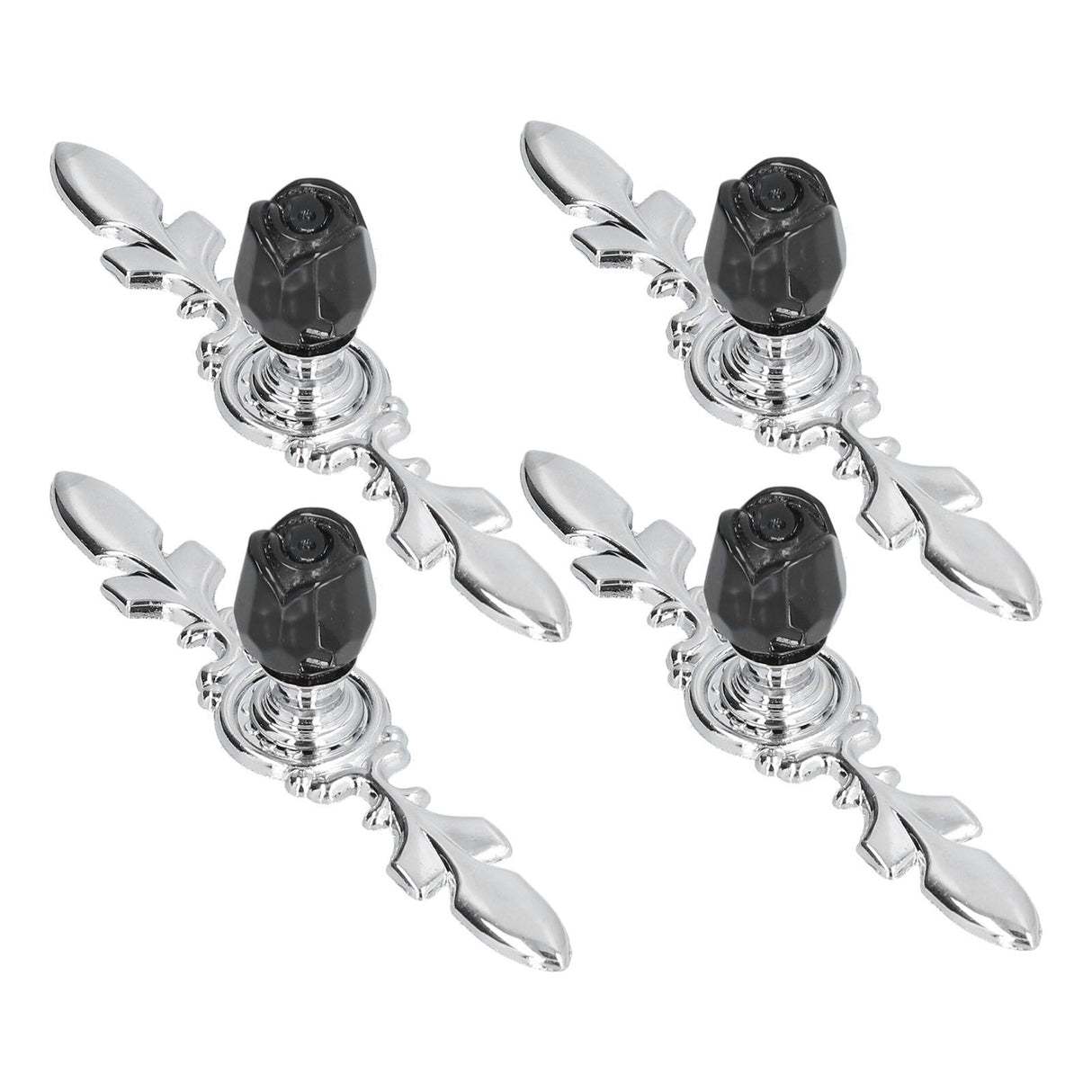 4 Pcs Crystal Handle with Plate European Style Modern Simple Pulls Handles for Drawer Dreser CabinetsBlack