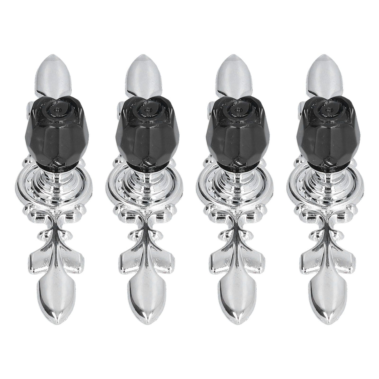 4 Pcs Crystal Handle with Plate European Style Modern Simple Pulls Handles for Drawer Dreser CabinetsBlack