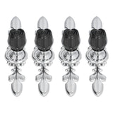4 Pcs Crystal Handle with Plate European Style Modern Simple Pulls Handles for Drawer Dreser CabinetsBlack