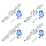 4 Pcs Crystal Handle with Plate European Style Modern Simple Pulls Handles for Drawer Dreser CabinetsBlue