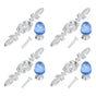 4 Pcs Crystal Handle with Plate European Style Modern Simple Pulls Handles for Drawer Dreser CabinetsBlue