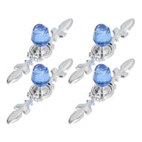4 Pcs Crystal Handle with Plate European Style Modern Simple Pulls Handles for Drawer Dreser CabinetsBlue - Front View