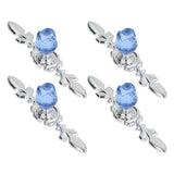 4 Pcs Crystal Handle with Plate European Style Modern Simple Pulls Handles for Drawer Dreser CabinetsBlue