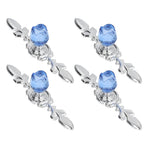 4 Pcs Crystal Handle with Plate European Style Modern Simple Pulls Handles for Drawer Dreser CabinetsBlue