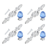 4 Pcs Crystal Handle with Plate European Style Modern Simple Pulls Handles for Drawer Dreser CabinetsBlue