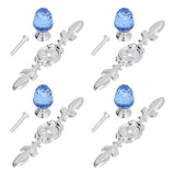 4 Pcs Crystal Handle with Plate European Style Modern Simple Pulls Handles for Drawer Dreser CabinetsBlue