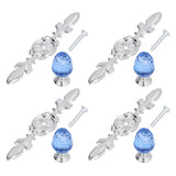 4 Pcs Crystal Handle with Plate European Style Modern Simple Pulls Handles for Drawer Dreser CabinetsBlue - Low Angle