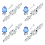4 Pcs Crystal Handle with Plate European Style Modern Simple Pulls Handles for Drawer Dreser CabinetsBlue