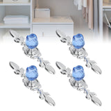 4 Pcs Crystal Handle with Plate European Style Modern Simple Pulls Handles for Drawer Dreser CabinetsBlue