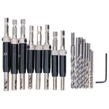 17pcs Hinge Drills Set Self Centering Door Drill Bit Kit with Hex Wrench for Woodworking