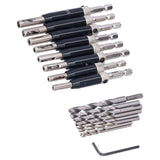 17pcs Hinge Drills Set Self Centering Door Drill Bit Kit with Hex Wrench for Woodworking - Top-Down View
