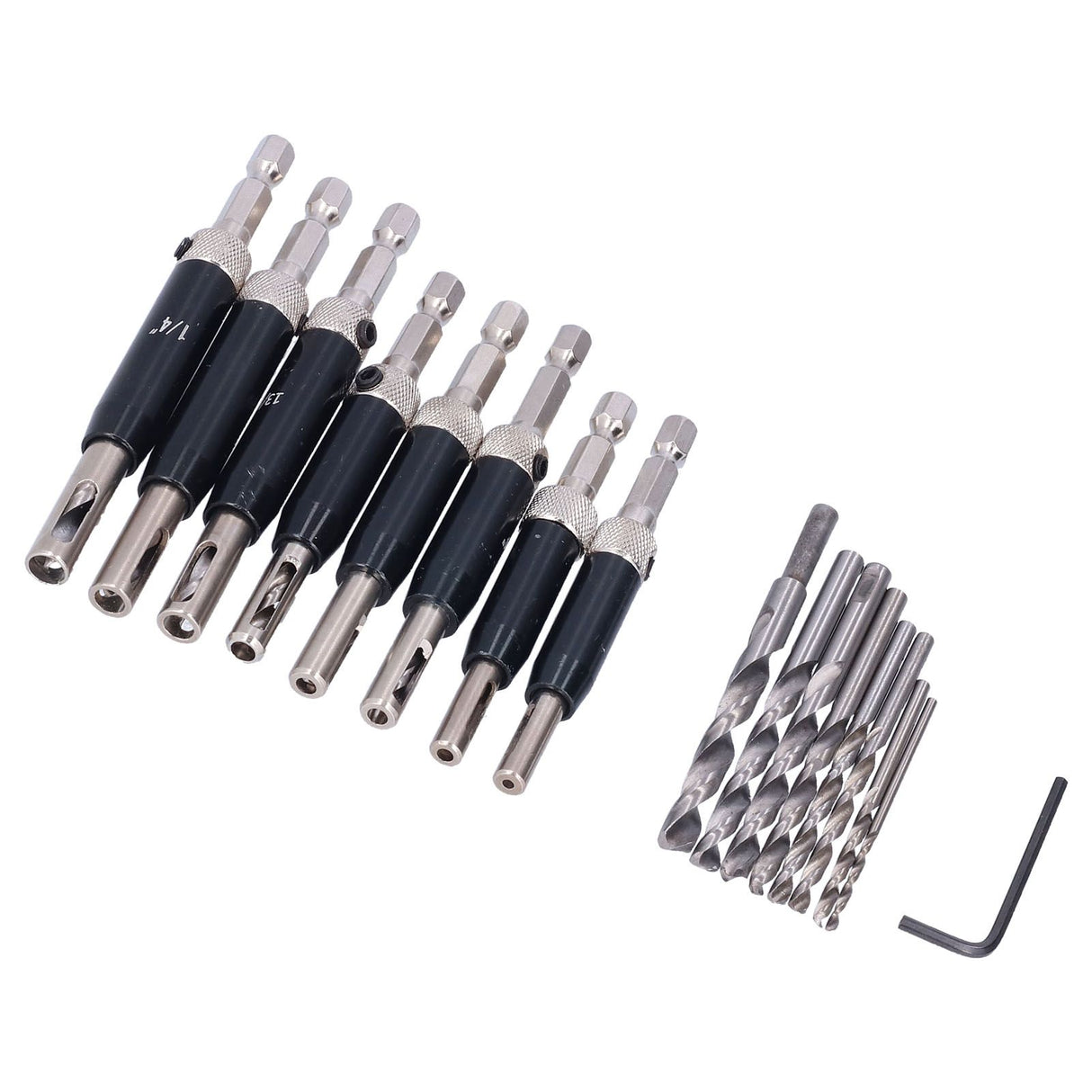 17pcs Hinge Drills Set Self Centering Door Drill Bit Kit with Hex Wrench for Woodworking