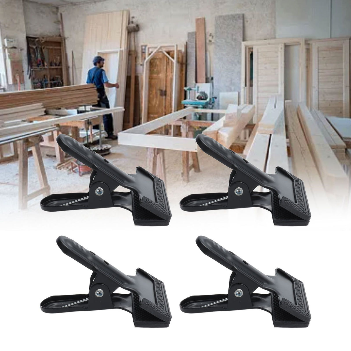 4pcs Woodworking A Clip Heavy Duty Anti Slip Metal Wide Mouth Spring Clamps for Photography Backdrops