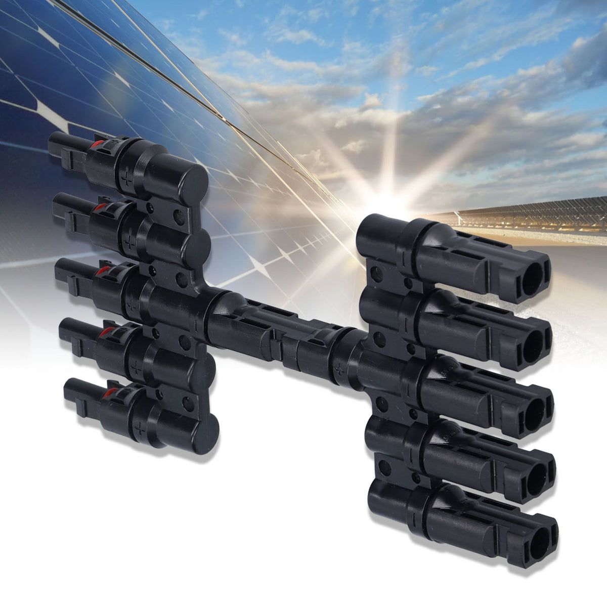 1 to 5 Branch Connector 5 Way Solar Panel Cable Branch Connector IP67 Waterproof Male Female Connector