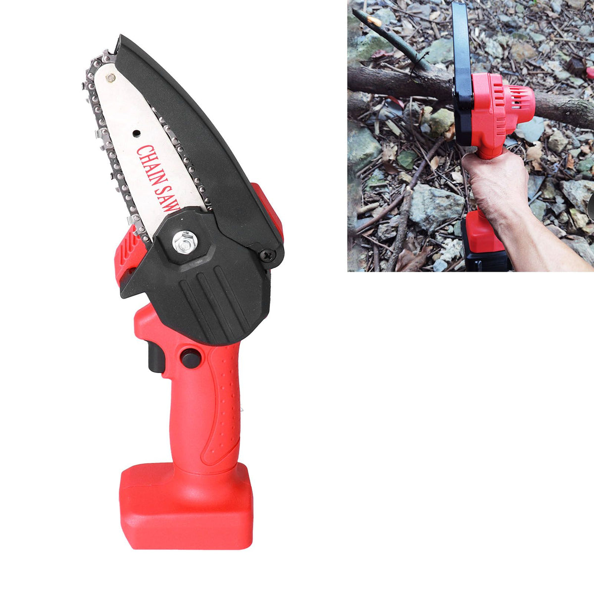 Mini Chainsaw Rechargeable Cordless Electric Chainsaw Wood Cutting Pruning Chain Saw for Garden