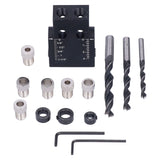 Oblique Hole Locator 15° Pocket Slant Holes Jig Kit Woodworking Positioner with Drill Bits