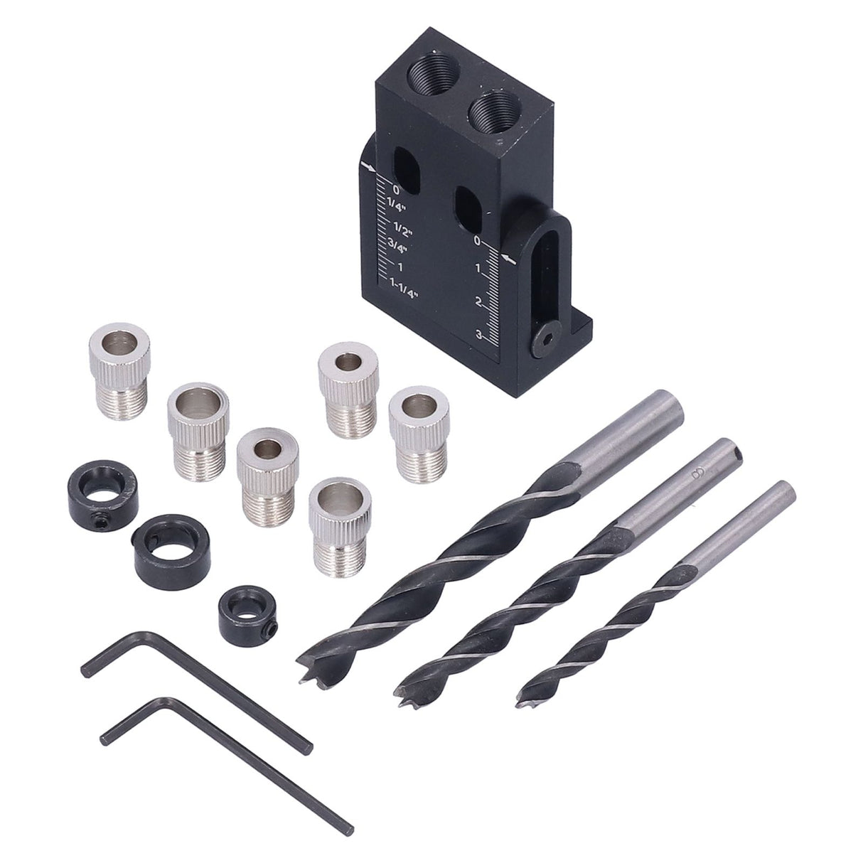 Oblique Hole Locator 15° Pocket Slant Holes Jig Kit Woodworking Positioner with Drill Bits