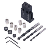 Oblique Hole Locator 15° Pocket Slant Holes Jig Kit Woodworking Positioner with Drill Bits