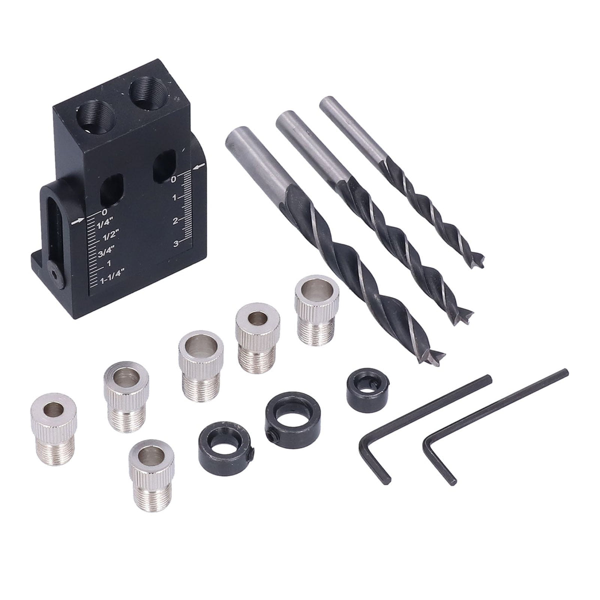 Oblique Hole Locator 15° Pocket Slant Holes Jig Kit Woodworking Positioner with Drill Bits