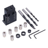 Oblique Hole Locator 15° Pocket Slant Holes Jig Kit Woodworking Positioner with Drill Bits