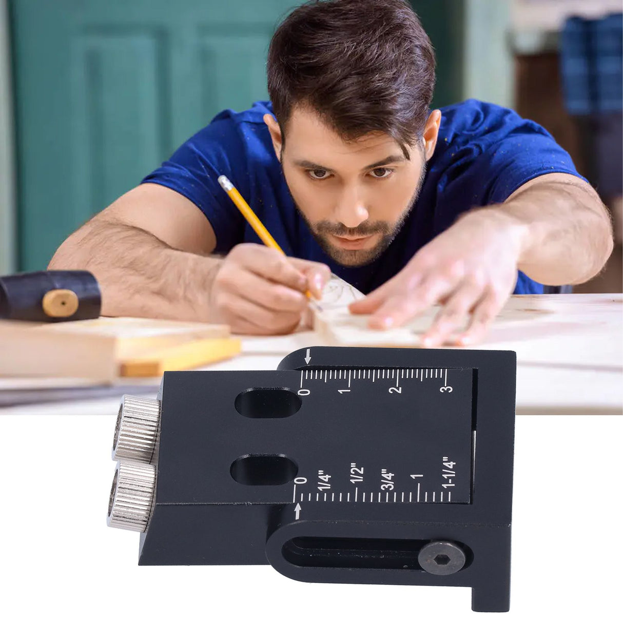Oblique Hole Locator 15° Pocket Slant Holes Jig Kit Woodworking Positioner with Drill Bits
