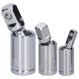 3pcs Universal Joint Socket Adapter 1/2 3/8 1/4 Chrome Vanadium Steel Conversion Tool for Ratchet Wrench - Top-Down View
