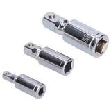 3pcs Universal Joint Socket Adapter 1/2 3/8 1/4 Chrome Vanadium Steel Conversion Tool for Ratchet Wrench - Close-Up Angle