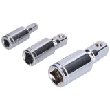 3pcs Universal Joint Socket Adapter 1/2 3/8 1/4 Chrome Vanadium Steel Conversion Tool for Ratchet Wrench - Low Angle