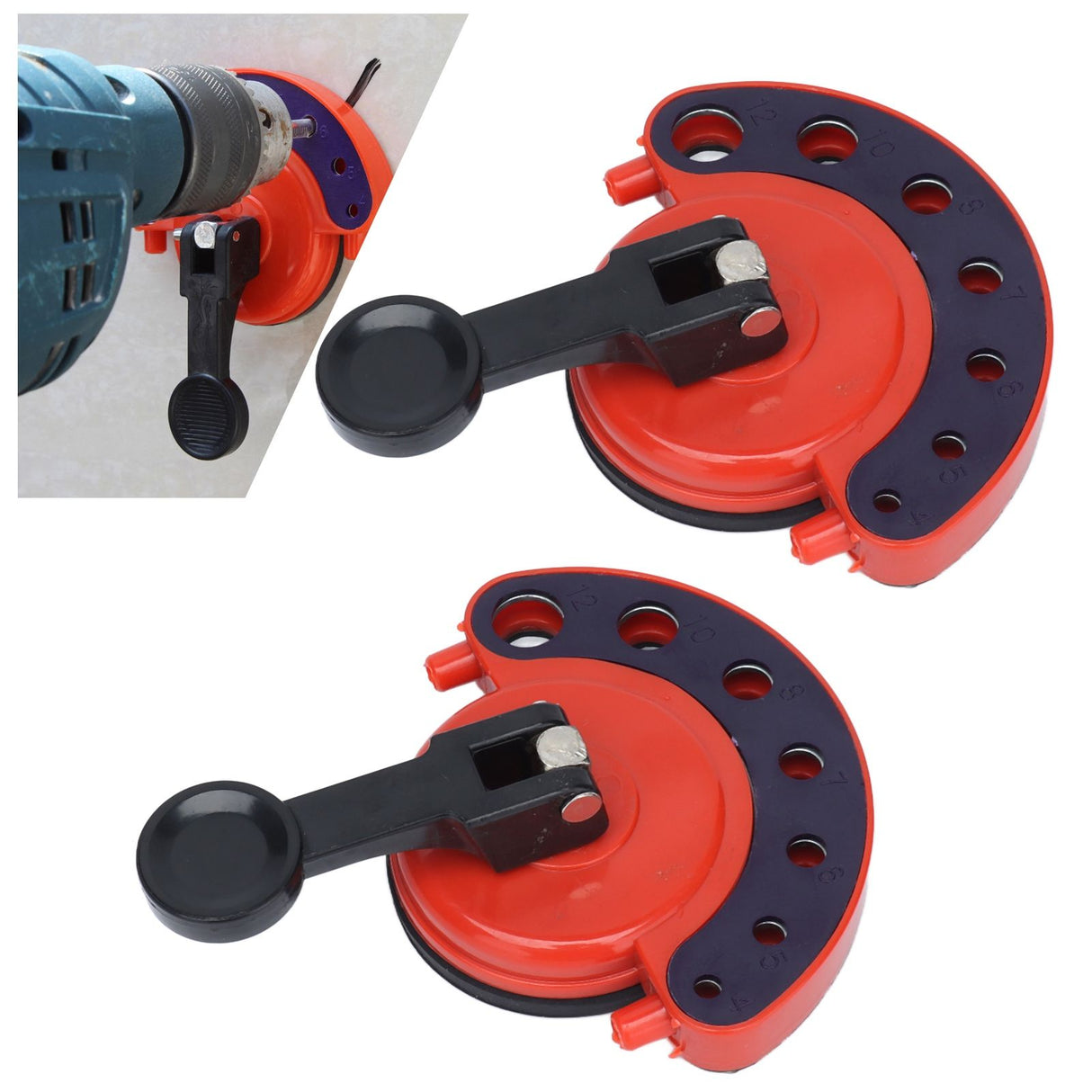 2Pcs Hole Saw Guide Adjustable Multifunctional Easy Operation Premium ABS Rubber Tile Glass Hole Saw Bit Guide