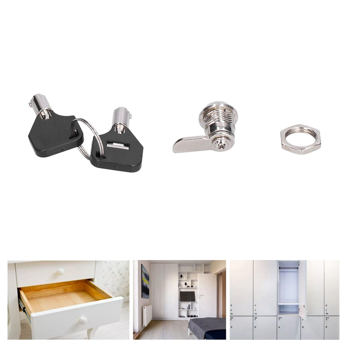 File Cabinet Locks Furniture Cam Locks Security Lock with Keys for Vending Machines Computers Closet Doors